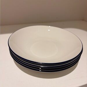 Elegant Made In Entrée Bowls with Navy Rim Set of 4